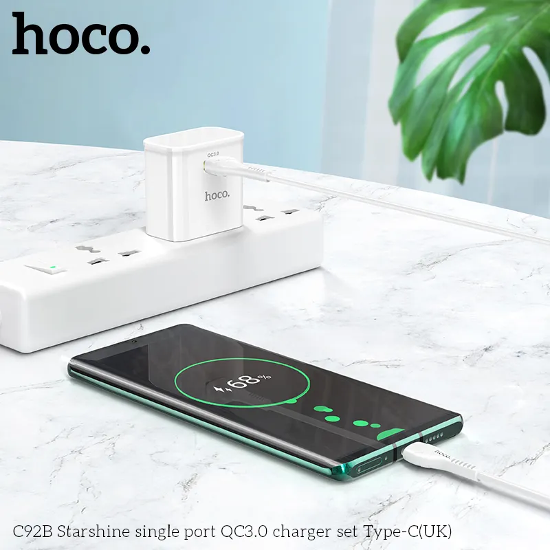 Bộ Sạc Hoco C92B với thiết kế sang trọng, chất liệu PC+ABS chống cháy