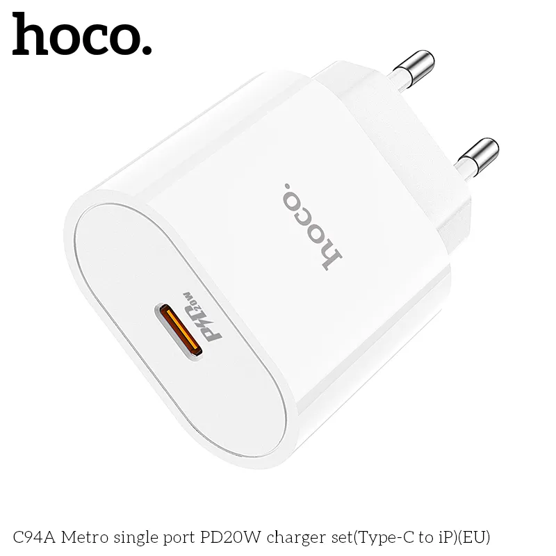Thiết kế bộ sạc Hoco C94A Metro kiểu dáng hiện đại, phích cắm EU chuẩn