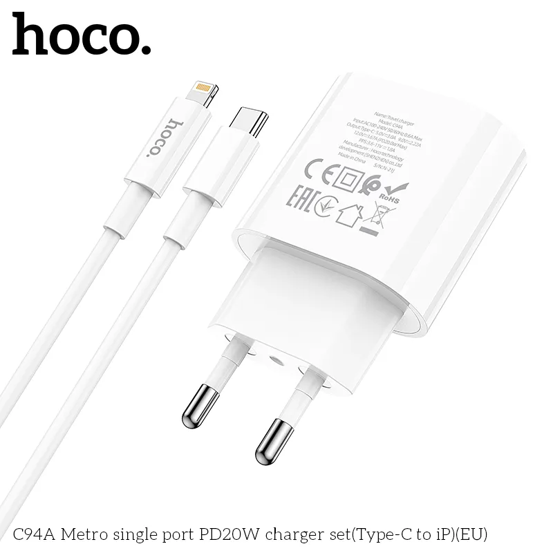 Đóng gói gọn nhẹ, tiện lợi gồm adapter và cáp sạc kèm