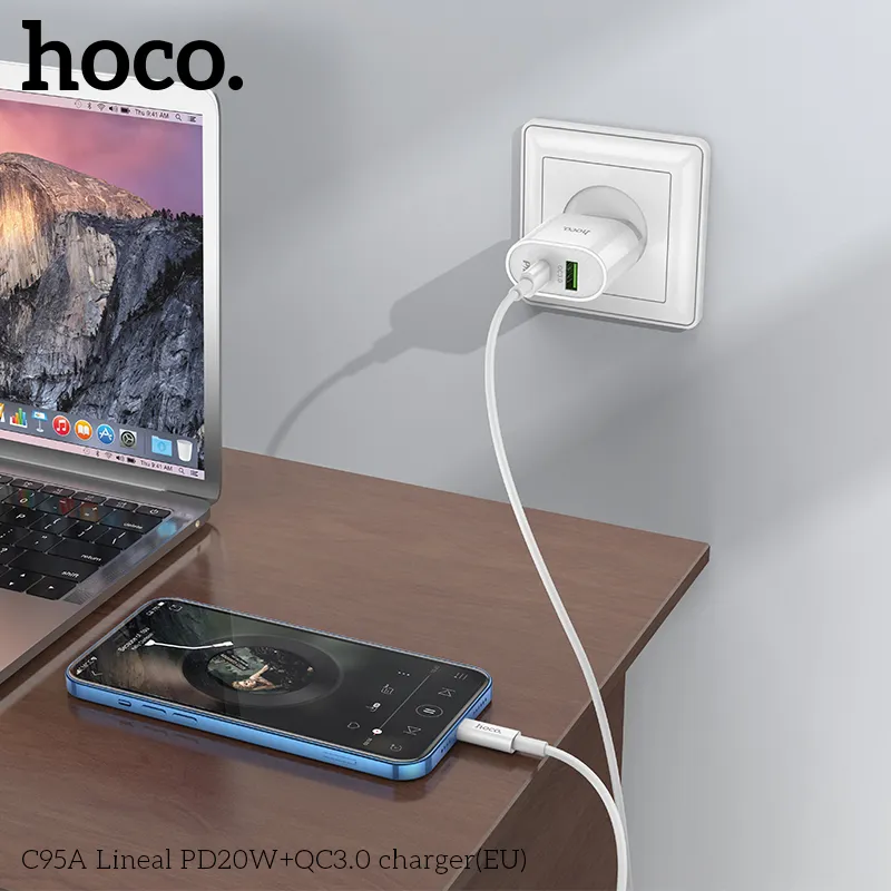 Củ Sạc PD20W+QC3.0 Hoco C95A Lineal công năng sạc nhanh PD 20W và QC3.0 tiện lợi mọi lúc