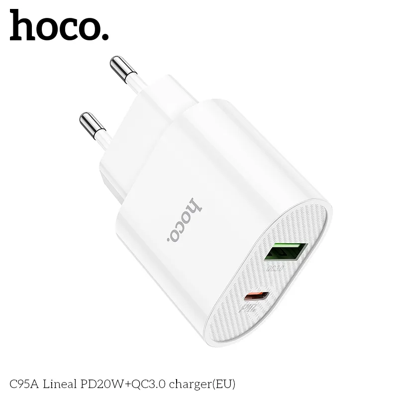Trải nghiệm sạc an toàn, hiệu suất cao với Củ Sạc PD20W+QC3.0 Hoco C95A Lineal EU