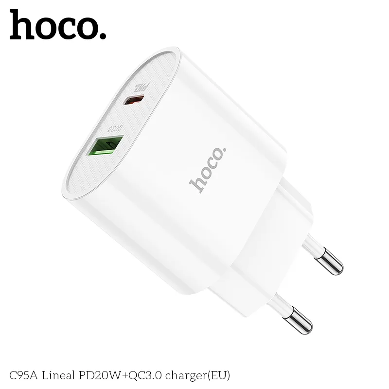 Kích thước Củ Sạc PD20W+QC3.0 Hoco C95A nhỏ gọn 75x45x24mm, trọng lượng 40g tiện mang theo