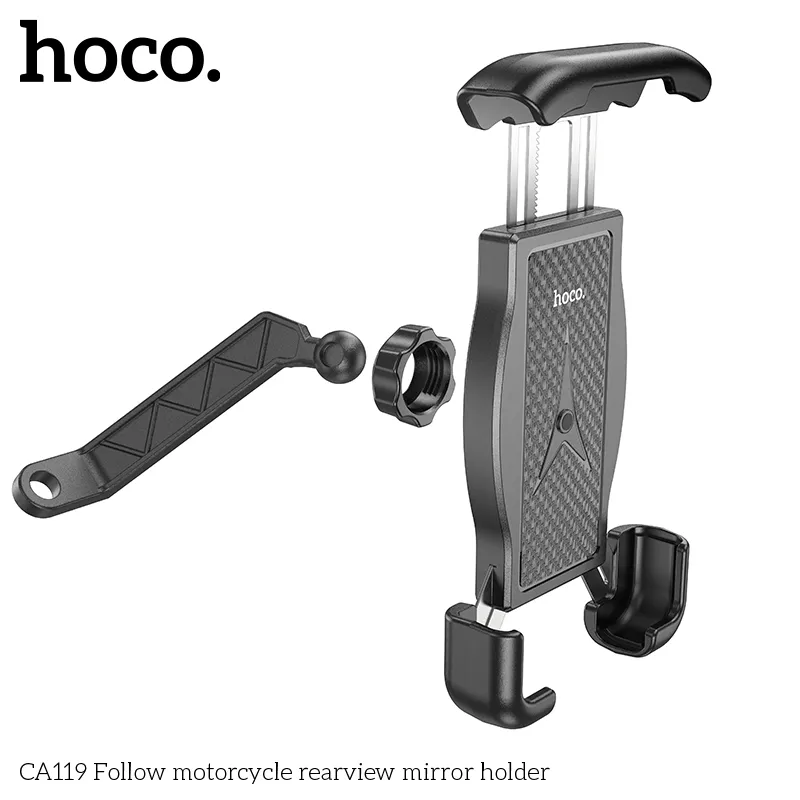 Giá Đỡ Ô Tô Hoco CA119 Follow Motorcycle Rearview Mirror thiết kế chắc chắn, phù hợp đa dạng điện thoại