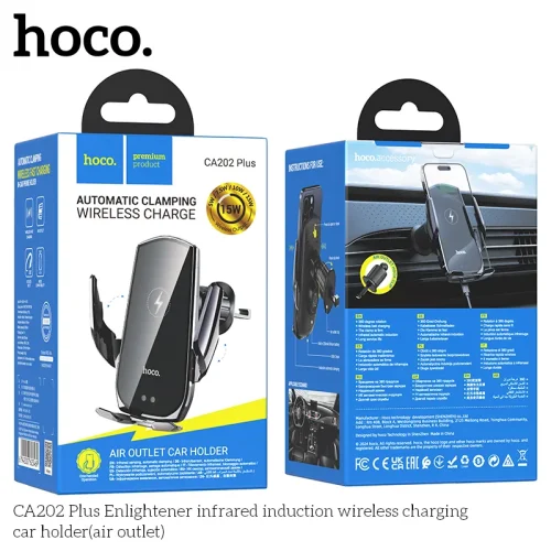 Giá Đỡ Ô Tô Sạc Không Dây Hoco CA202 Plus Enlightener Infrared Induction (Air Outlet)