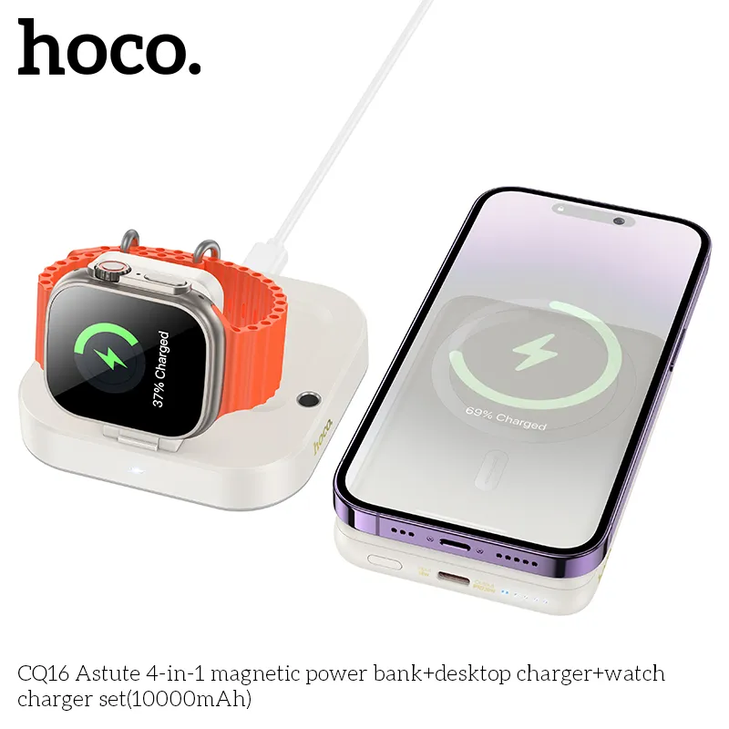 Công năng 4-trong-1: pin dự phòng, sạc bàn, sạc đồng hồ, sạc không dây chuẩn PD/QC