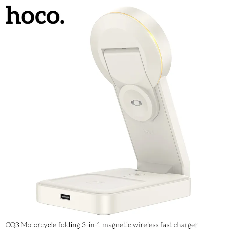 Sạc Không Dây Hoco CQ3 thiết kế gập nhỏ gọn bằng chất liệu ABS+PC hợp kim nhôm bền đẹp