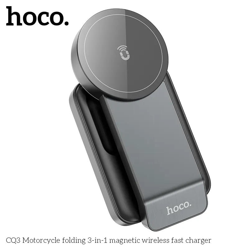 Công năng Sạc Không Dây Hoco CQ3 3-trong-1 hỗ trợ sạc Magsafe, tai nghe, đồng hồ chuẩn PD/QC