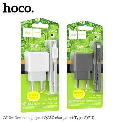Bộ Sạc Kèm Dây Type-C Hoco CS12 Ocean QC3.0 (US)