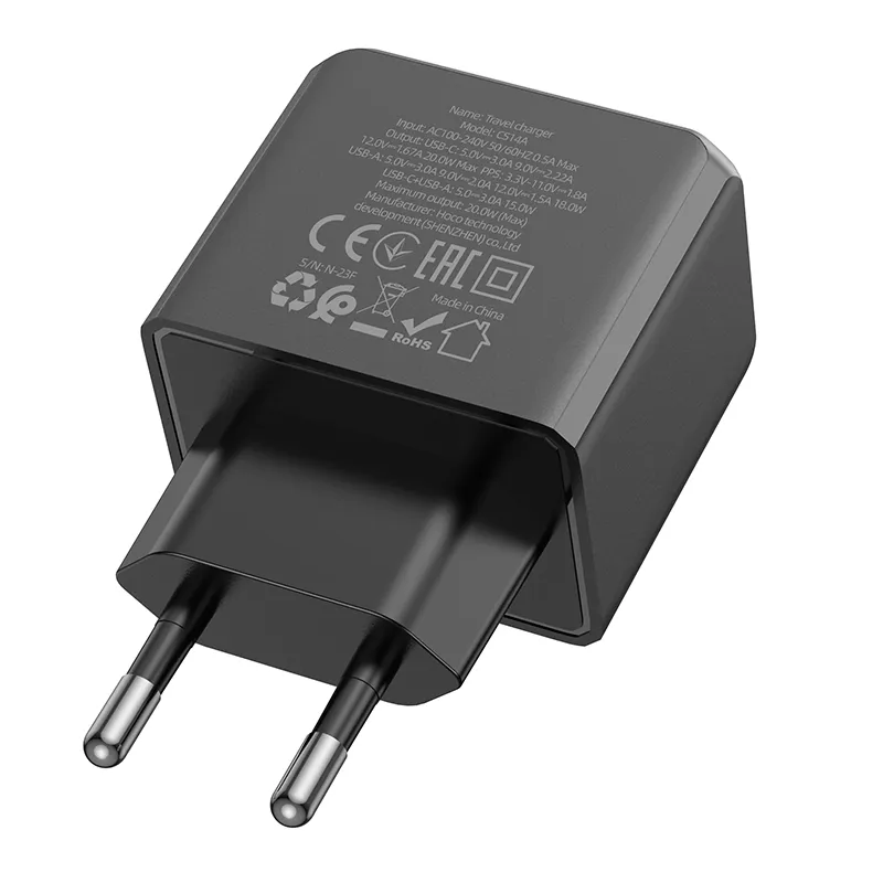 Tính năng chi tiết: Type-C 20W, USB-A 18W, hỗ trợ FCP, AFC