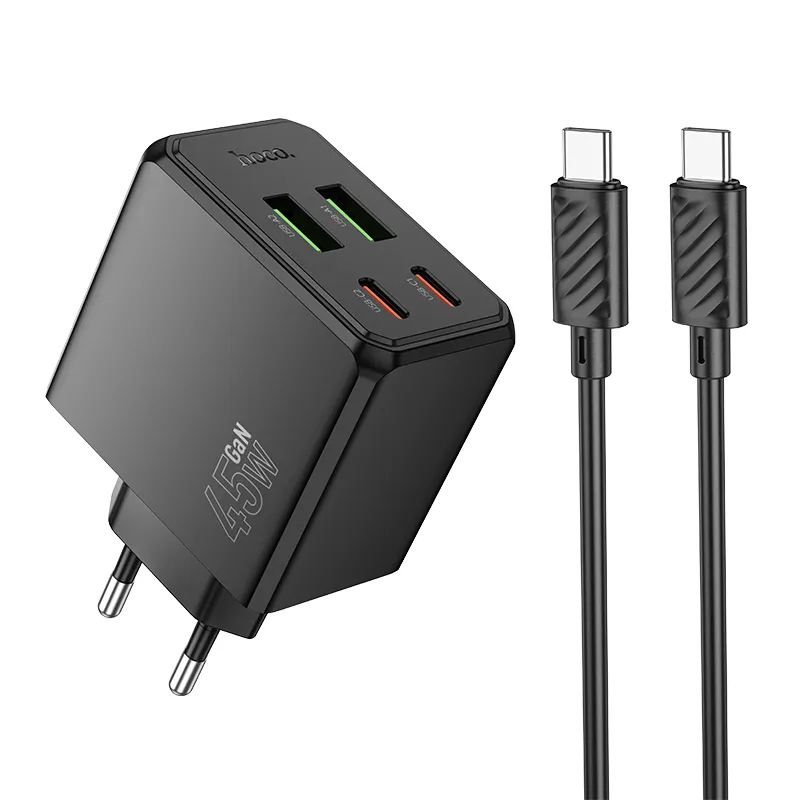 Bộ Sạc Kèm Dây C to C Hoco CS18A Ocean PD45W (EU) thiết kế nhỏ gọn, tiện lợi dùng cho sạc nhanh đa thiết bị
