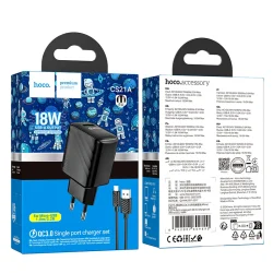 Bộ Sạc Kèm Dây Micro Hoco CS21A Rich QC3.0 (EU)