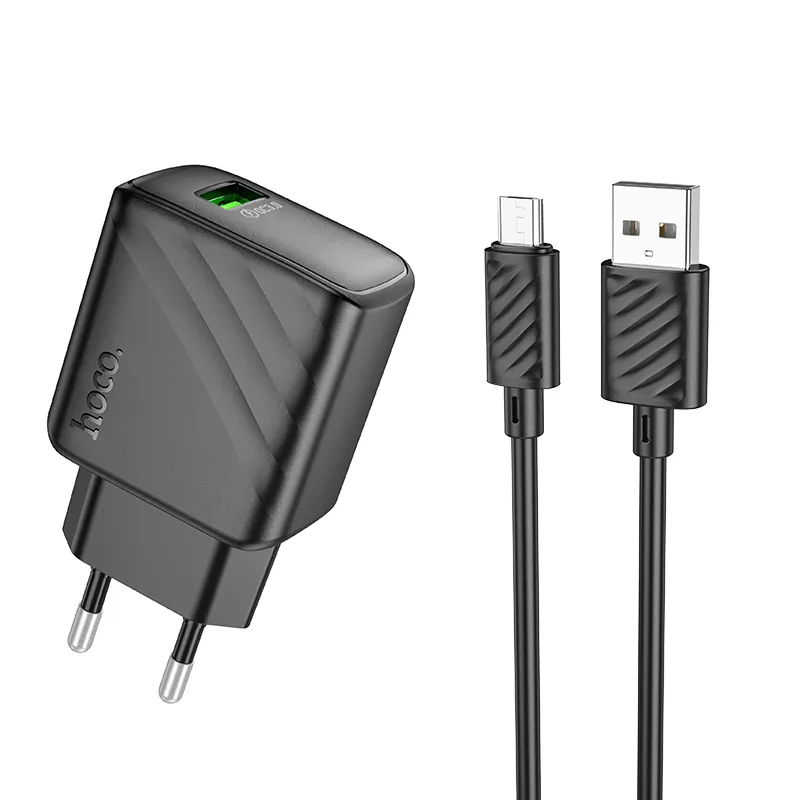 Bộ Sạc Kèm Dây Micro Hoco CS21A Rich QC3.0 (EU) thiết kế hiện đại, bền bỉ, phù hợp mọi thiết bị