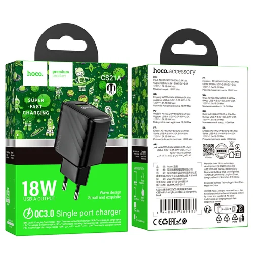 Củ Sạc QC3.0 Hoco CS21A Rich (EU)