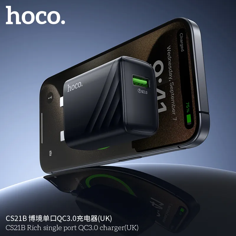 Củ sạc QC3.0 Hoco CS21B Rich (UK) thiết kế nhỏ gọn tiện lợi