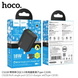 Bộ Sạc Kèm Dây Type-C Hoco CS21B Rich QC3.0 (UK)