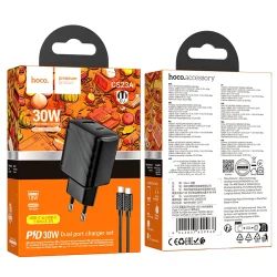 Bộ Sạc Kèm Dây Type-C to Type-C Hoco CS23A Sunlight PD30W+QC3.0 (EU)