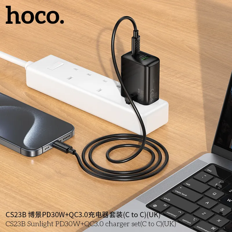Bộ Sạc Hoco CS23B với thiết kế chuẩn Anh tiện lợi dễ sử dụng