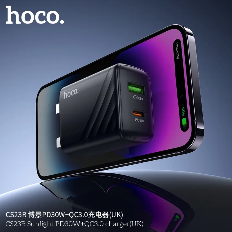 Củ Sạc PD30W+QC3.0 Hoco CS23B Sunlight (UK) thiết kế nhỏ gọn hiệu năng cao