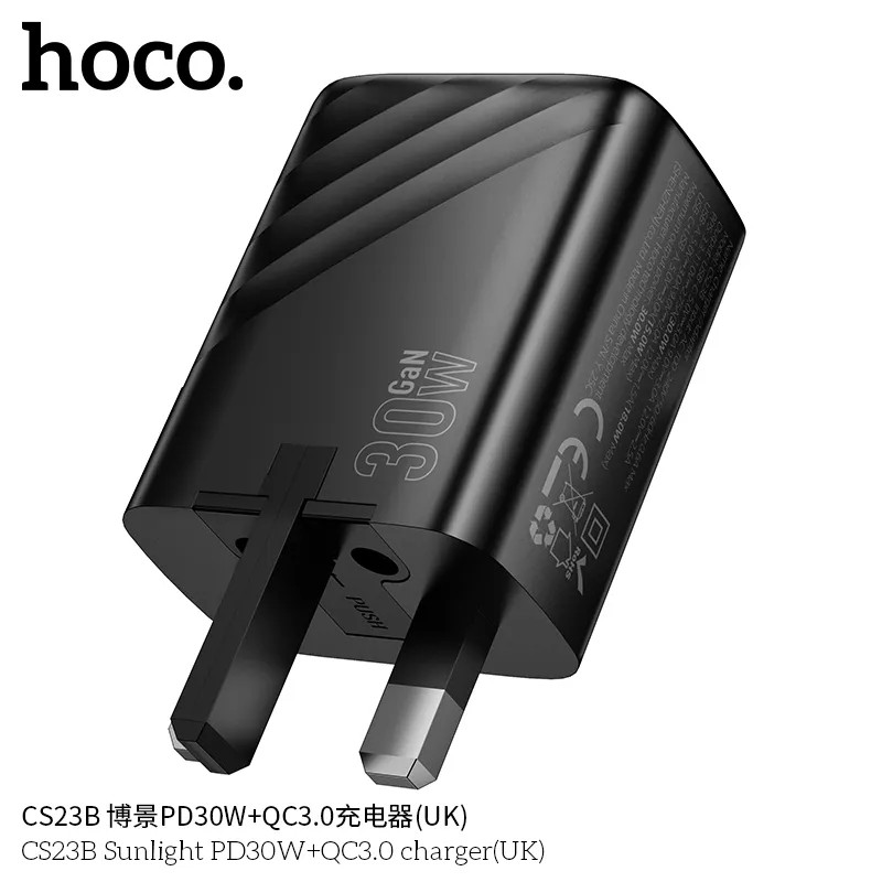 Củ Sạc PD30W+QC3.0 Hoco CS23B Sunlight có 2 cổng sạc USB-C và USB-A siêu nhanh