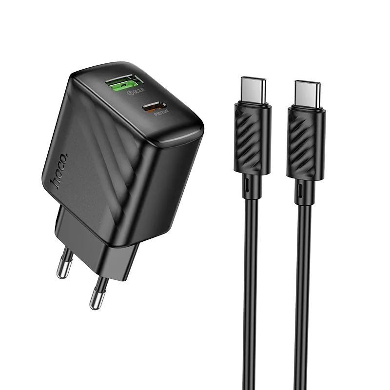 Bộ Sạc Kèm Dây C to C Hoco CS25A Rico PD20W+QC3.0 (EU) thiết kế nhỏ gọn tiện lợi