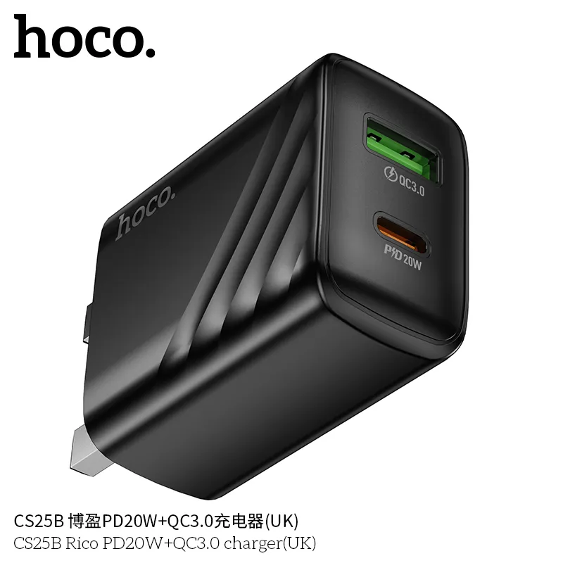 Củ Sạc PD20W+QC3.0 Hoco CS25B Rico (UK) thương hiệu Hoco uy tín chất lượng