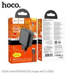 Bộ Sạc Kèm Dây C to C Hoco CS26B Article PD45W (UK)