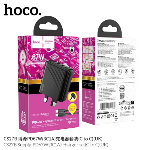 Bộ Sạc Kèm Dây C to C Hoco CS27B Supply PD67W (UK)