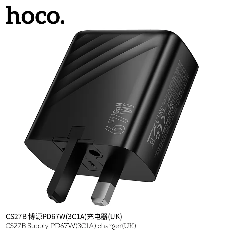 Củ Sạc PD67W Hoco CS27B Supply (UK) công suất 67W đa cổng USB-C và USB-A