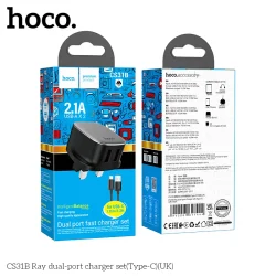 Bộ Sạc Kèm Dây Type-C Hoco CS31B Ray dual-port (UK)