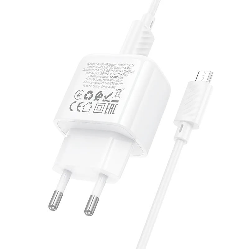 Tính năng chi tiết gồm phích cắm EU, cáp Micro dài 1m dễ dàng dùng