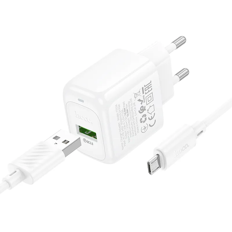 Bộ Sạc Kèm Dây Micro Hoco CS52A chất liệu ABS bền bỉ