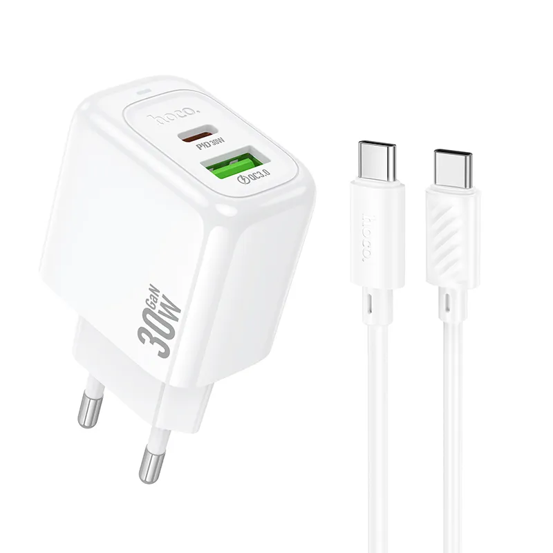 Bộ sạc kèm dây C to C Hoco CS55A Surplus PD30W+QC3.0 EU thiết kế nhỏ gọn công suất mạnh mẽ phù hợp đa thiết bị