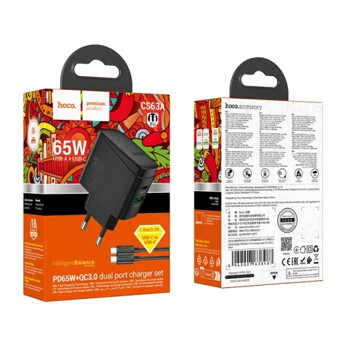 Bộ Sạc Kèm Dây C to C Hoco CS63A Bright PD65W (EU)