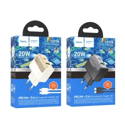 Bộ Sạc Kèm Dây C to C Hoco CS71A Star Speed PD20W+QC3.0 (EU)