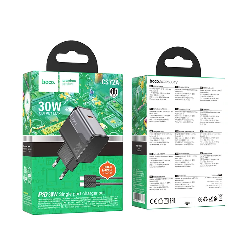 Bộ Sạc Hoco CS72A thiết kế hiện đại chất liệu ABS bền bỉ