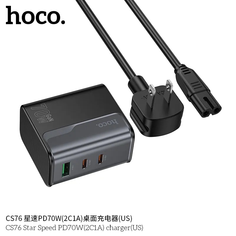 Trải nghiệm người dùng củ sạc PD70W Hoco CS76 Star Speed ổn định, bảo vệ quá nhiệt
