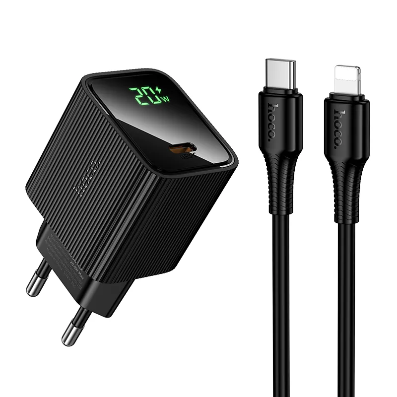 Bộ Sạc Kèm Dây C to iP Hoco CS82A Excellent PD20W với màn hình kỹ thuật số EU thiết kế nhỏ gọn hiệu quả cao