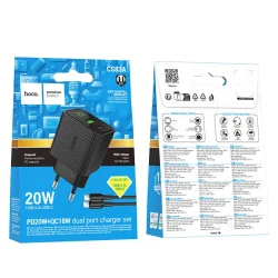 Bộ Sạc Kèm Dây C to C Hoco CS83A Excellent PD20W+QC3.0 với màn hình kỹ thuật số (EU)