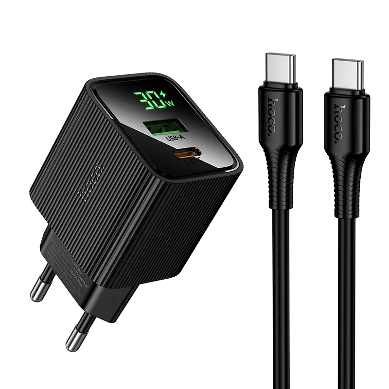 Bộ Sạc Kèm Dây C to C Hoco CS84A thiết kế tinh tế màu trắng chống cháy