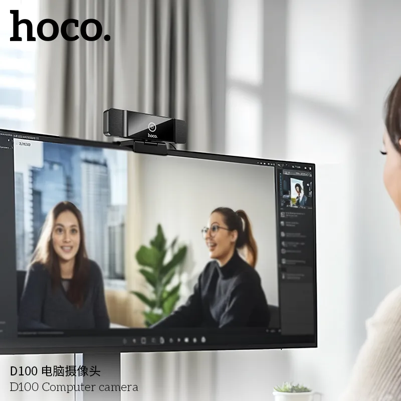 Camera Máy Tính Hoco D100 chuẩn Full HD 1080P, thiết kế nhỏ gọn, chất liệu ABS bền bỉ