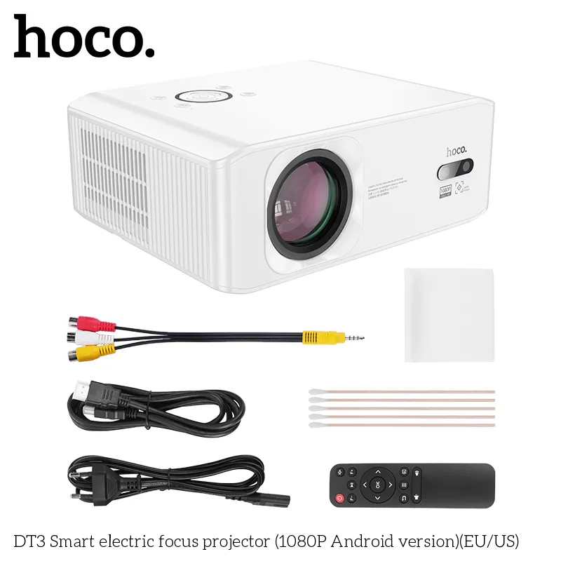 Máy Chiếu Smart Electric Focus 1080P Android Hoco DT3 thiết kế hiện đại, dễ sử dụng cho không gian giải trí