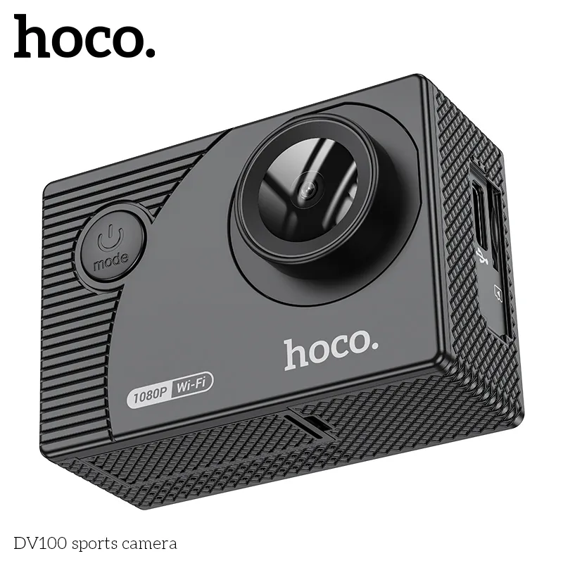 Đóng gói Camera Thể Thao Hoco DV100 chắc chắn, đầy đủ phụ kiện đi kèm
