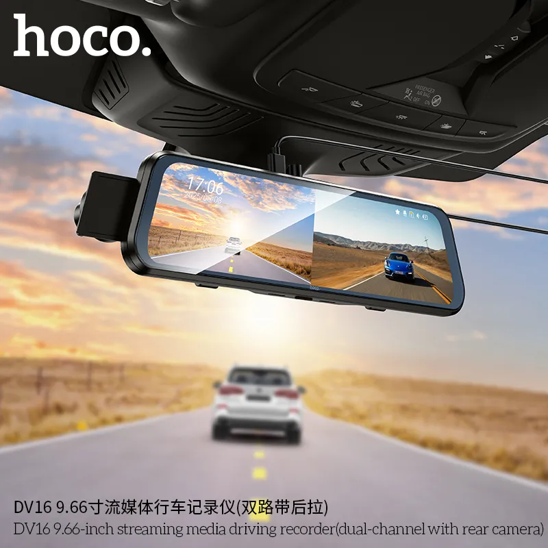 Camera Hành Trình 9.66 inch Kèm Camera Sau Hoco DV16 với màn hình cảm ứng IPS sắc nét