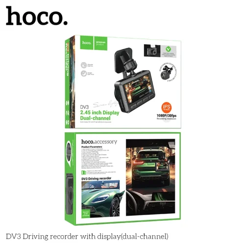 Camera Hành Trình Màn Hình 2 Kênh Hoco DV3