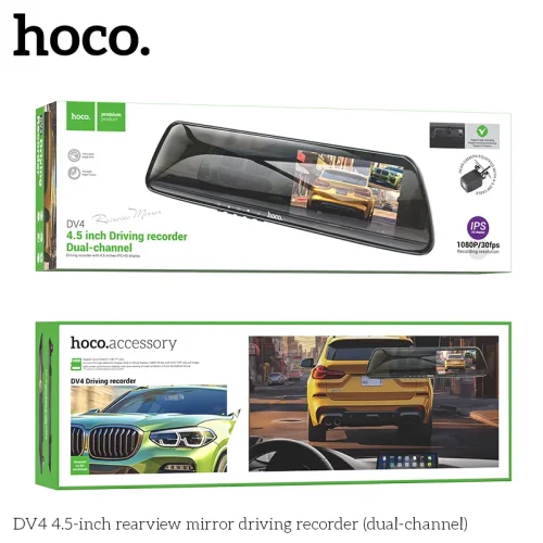 Camera Hành Trình Gương Chiếu Hậu 4.5 inch 2 Kênh Hoco DV4