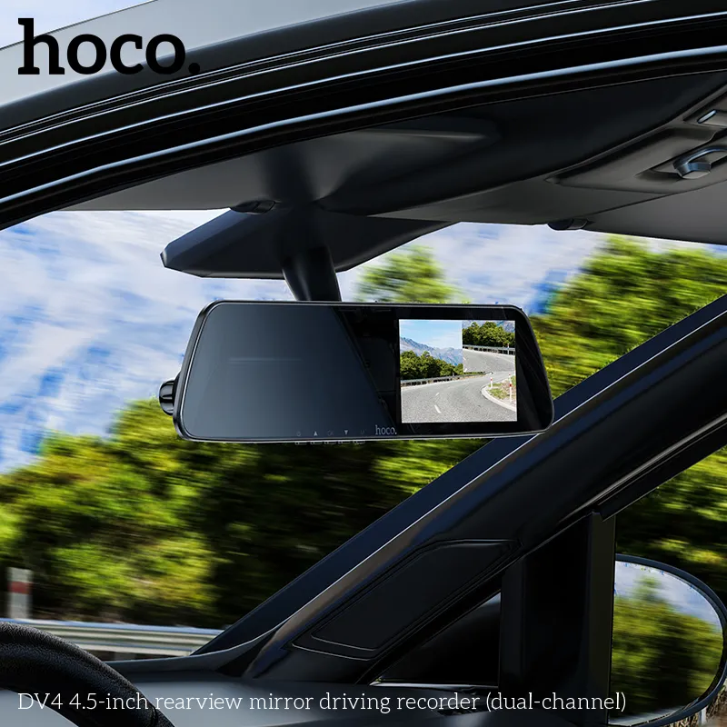 Camera Hành Trình Gương Chiếu Hậu 4.5 inch 2 Kênh Hoco DV4 với thiết kế hiện đại và tiện lợi