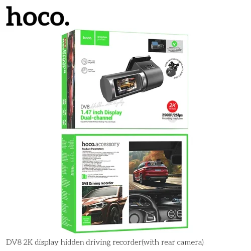 Camera Hành Trình 2K Giấu Kín Kèm Camera Sau Hoco DV8