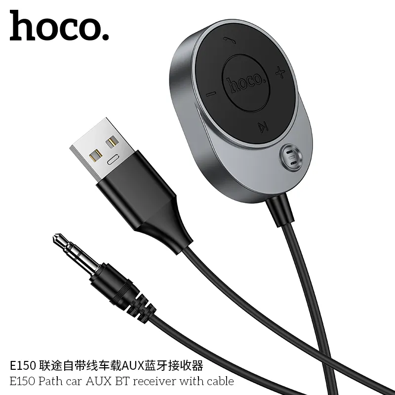 Tính năng hỗ trợ điều khiển cuộc gọi và dây tín hiệu tiện dụng Tẩu Sạc Bluetooth Hoco E150 Path