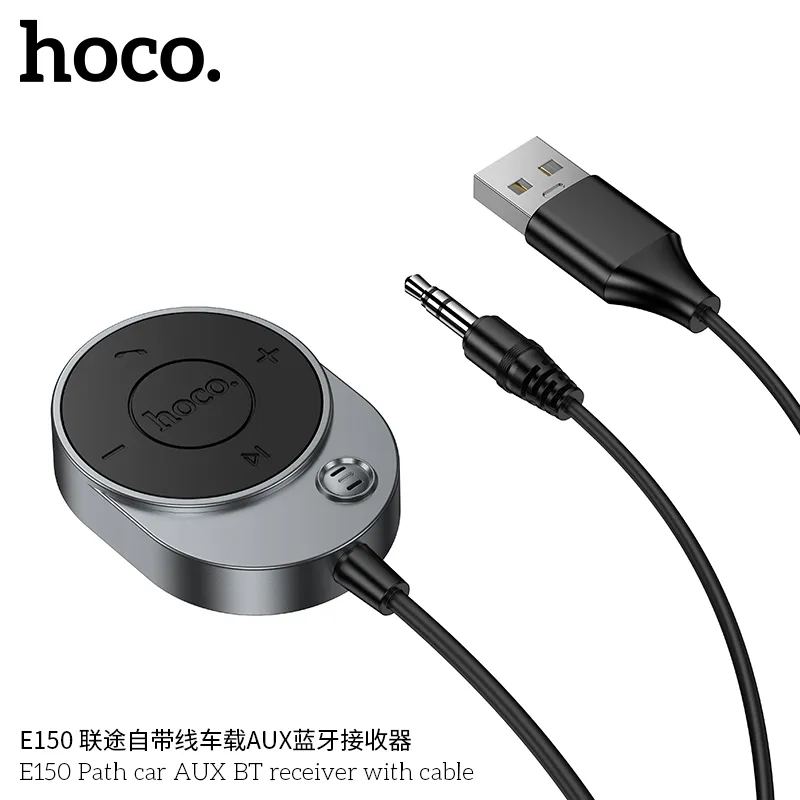 Đóng gói chuẩn đầy đủ bao gồm dây cáp dài 150cm kèm theo Tẩu Sạc Bluetooth Hoco E150 Path