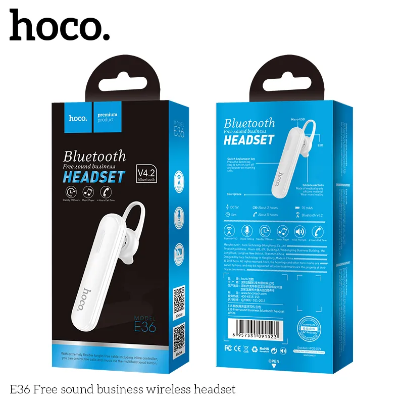 Kích thước nhỏ gọn tai nghe Bluetooth Hoco E36 Free Sound dễ mang theo